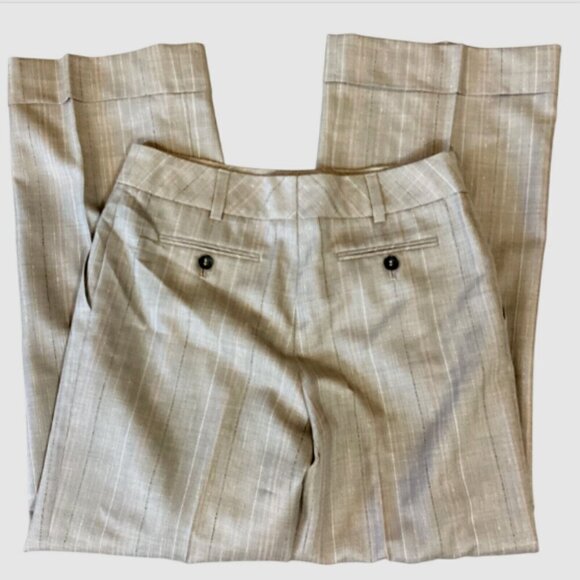 ESCADA Wool-Silk Trouser Pants Beige Lightweight "Tweed" EU34/30x28-1/2" #30R - Picture 2 of 10